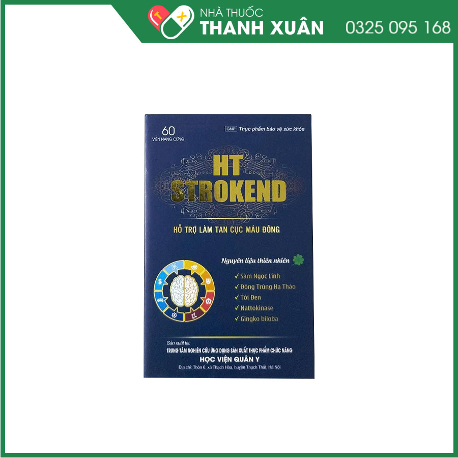 HT Strokend hỗ trợ giảm cholesterol, ngừa huyết khối, tăng tuần hoàn máu não và bảo vệ chức năng não bộ